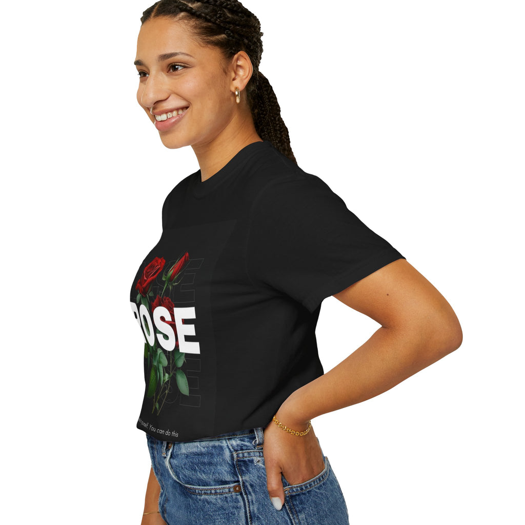 Black T-shirt Rose Graphic T-Shirt — "Believe in yourself. You can do this"